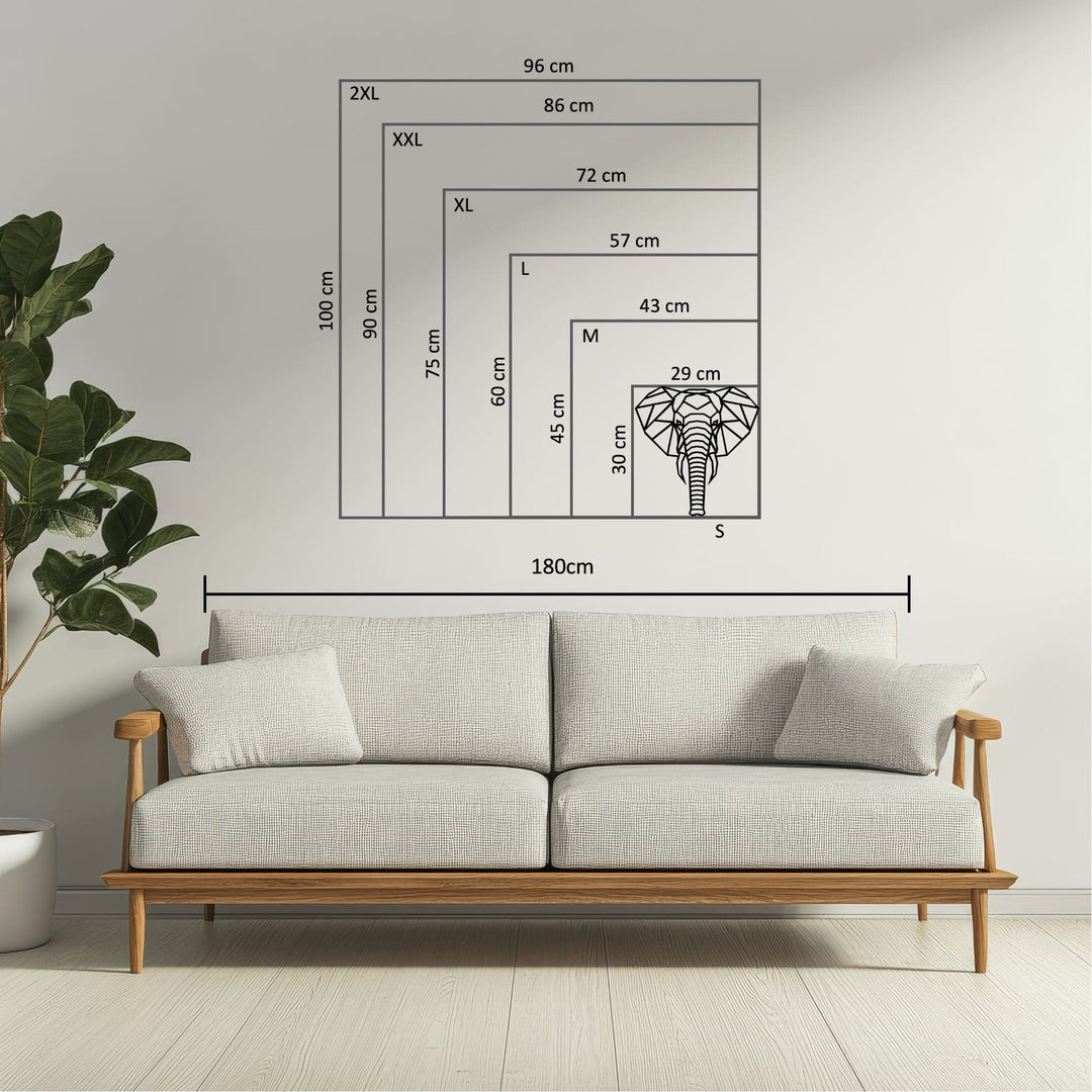 3D Lineart Elefant Wandbild aus Acrylglas